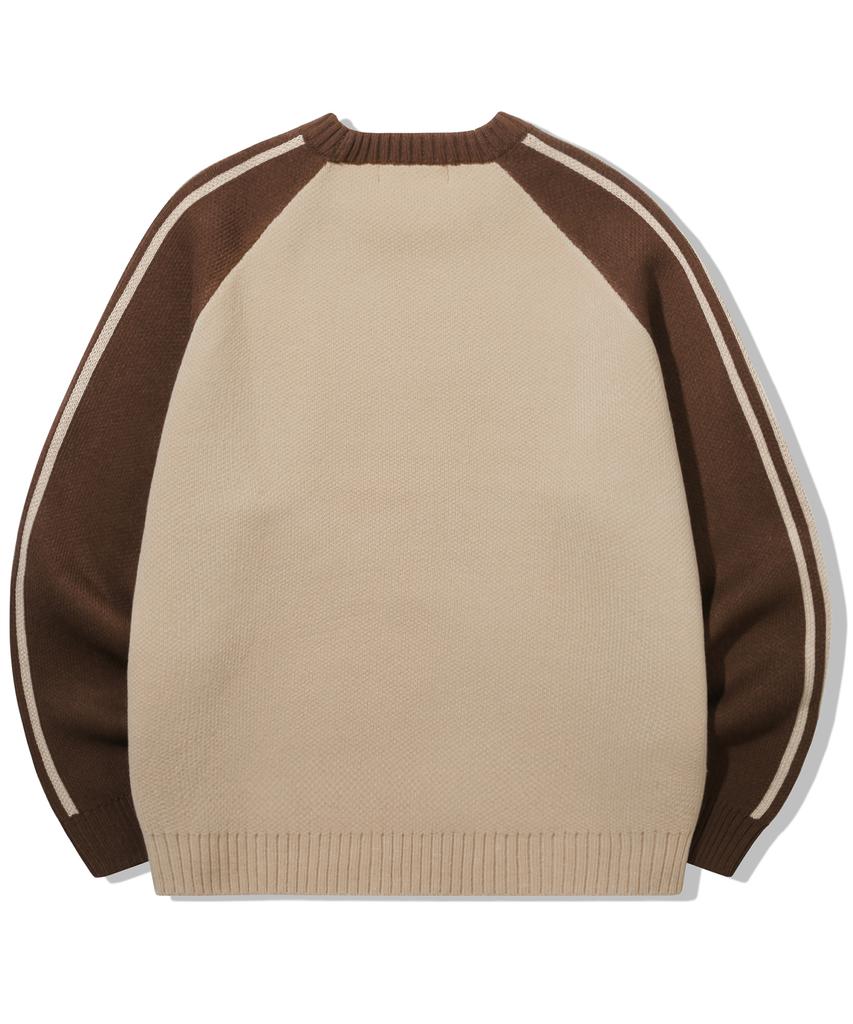 TRILLION Washable Raglan Hairy Graphic Track Knit_Beige