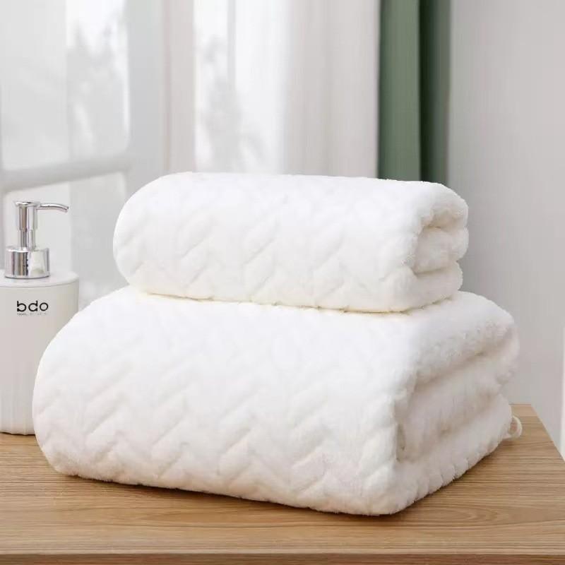 Coral Fleece Towel Set With Solid Color For Home Use And Gift Giving
