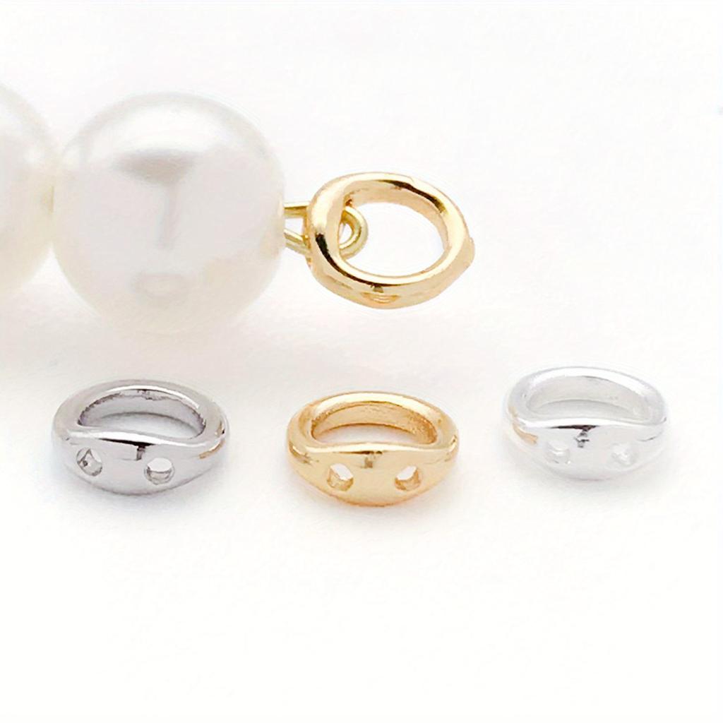 10pcs 18K Real Gold Plated Brass Metal Crimp End Beads, Jewelry End Caps Connector for DIY Jewelry Making Accessories