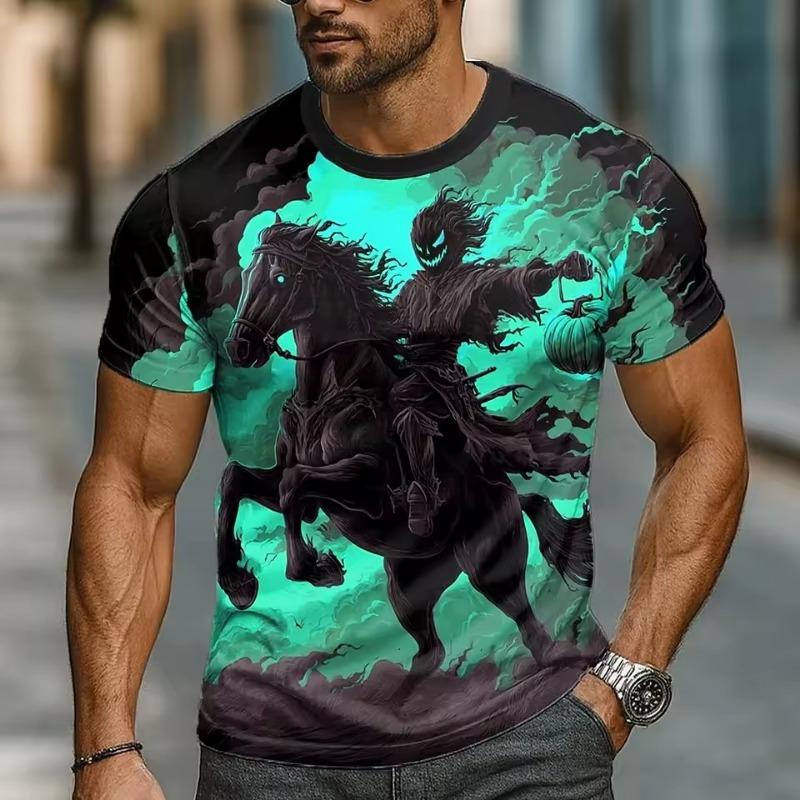 Halloween Skeleton Graphic Short Sleeve T-shirts Men's T-shirt Clothing Fashion 3D Print Short Sleeve Tee Man