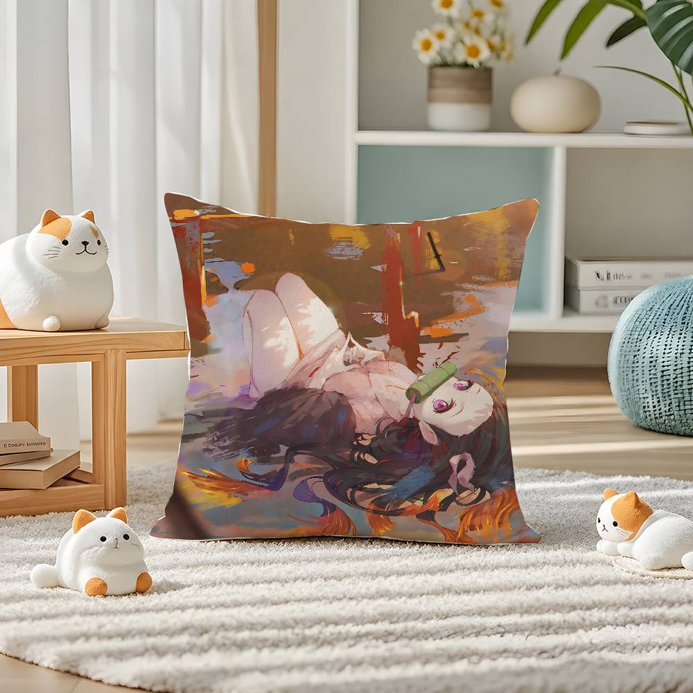 Demon Slayer Rui Spider Demon Anime Plush Pillow Cover Soft Short Plush Cushion Cover For Sofa Bedroom Home Decor Gift