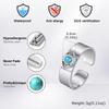Vnox Devils Eye Adjustable Cuff Ring for Men, 6mm Wide Band Waterproof Stainless Steel Turquoise Stone Punk Rings Jewelry Gifts
