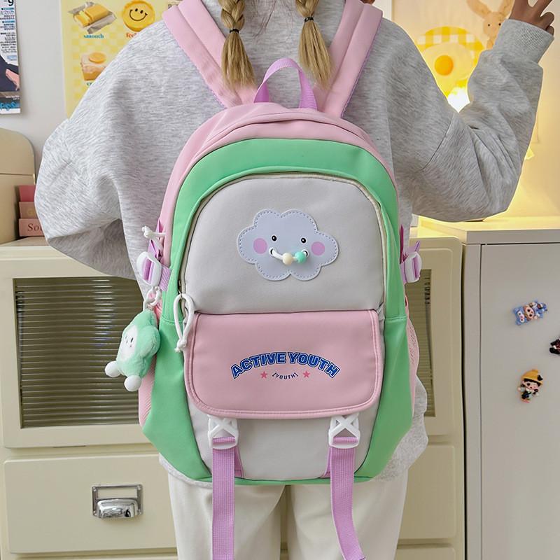 Nylon Letter Backpack For Girls With Reducing Burden And 14in Laptop Storage For Daily Use
