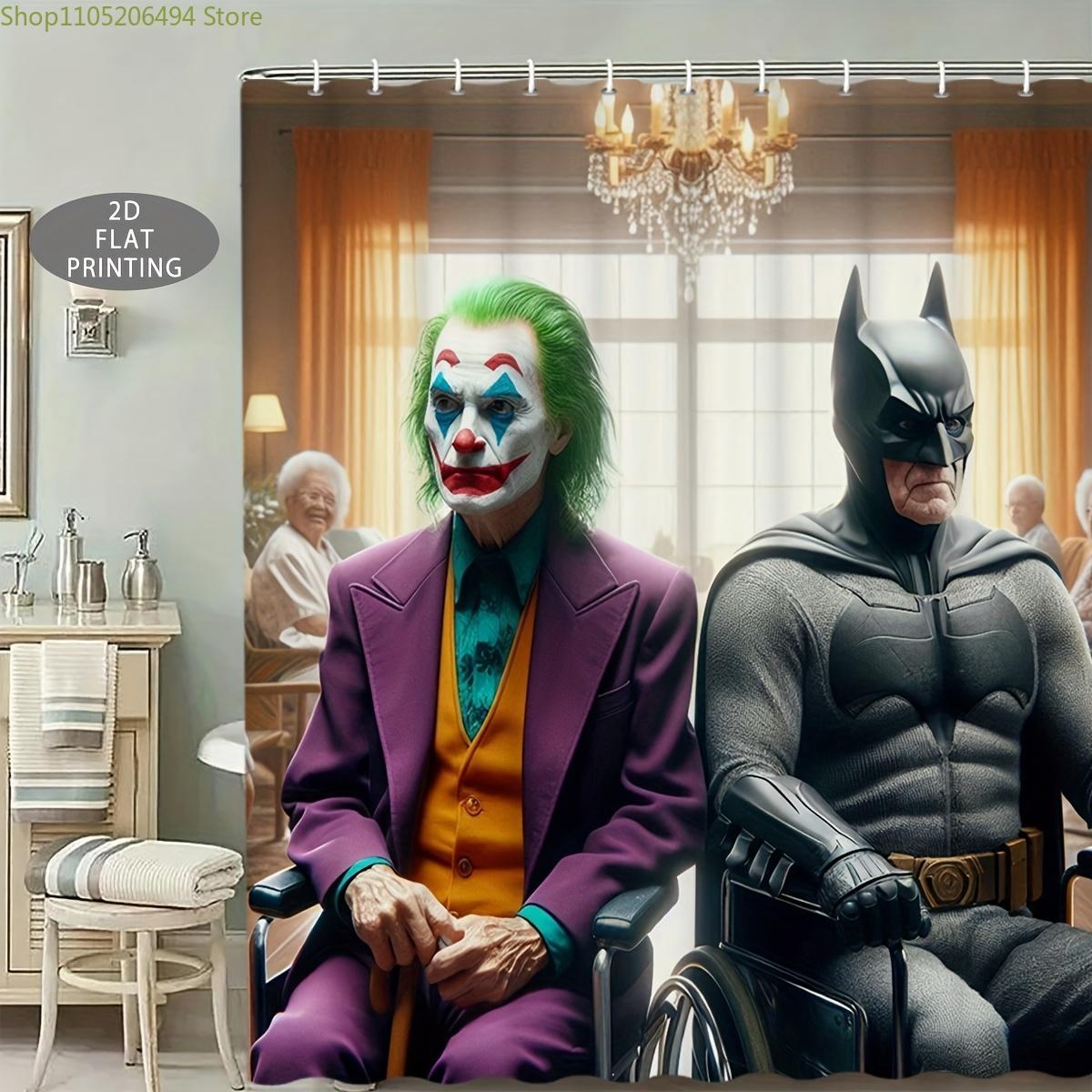 

1pc 2D Flat Batman and Joker Cozy Gathering Pattern Shower Curtain, Suitable for Christmas Halloween Decoration or as a Holida 90x180cm