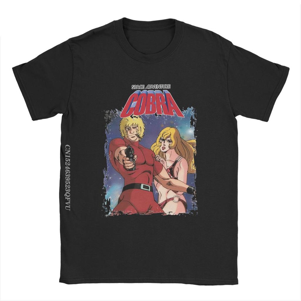 Men Space Adventure Cobra Tshirt Anime Premium Cotton Clothing Vintage Harajuku Round Collar Tee Shirt Summer T-Shirt