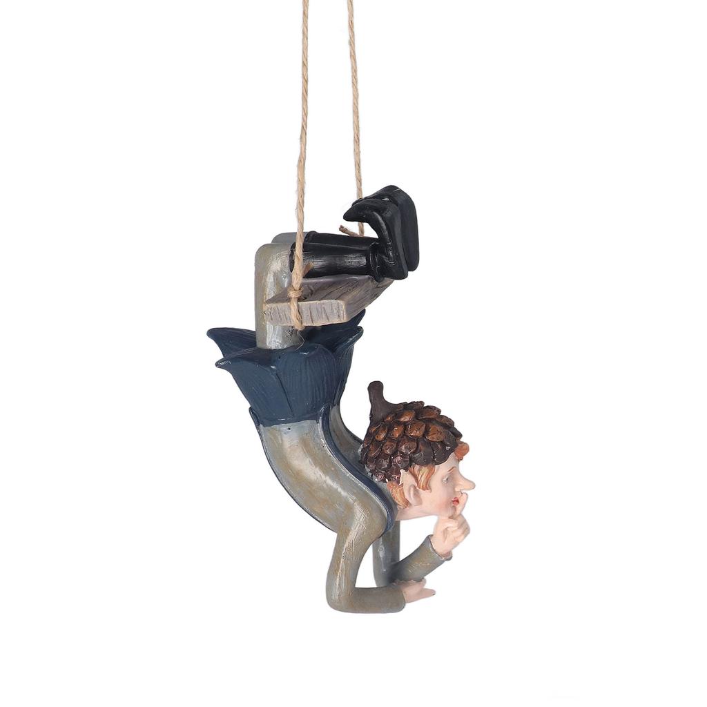 Swing Forest Elf Figurine Resin Exquisite Elf Hanging Statue Tree Ornament for Gardens Yard Home Decoration