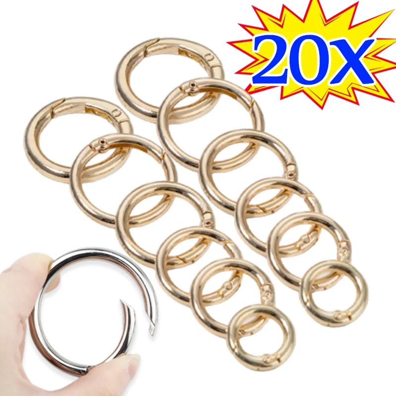 10/50 Stück Metall O-Ringe Federkarabiner für DIY Schmuck Offene Runde Karabiner Schlüsselanhänger Taschenclips Haken Hundeleinen Schnallen Verbinder