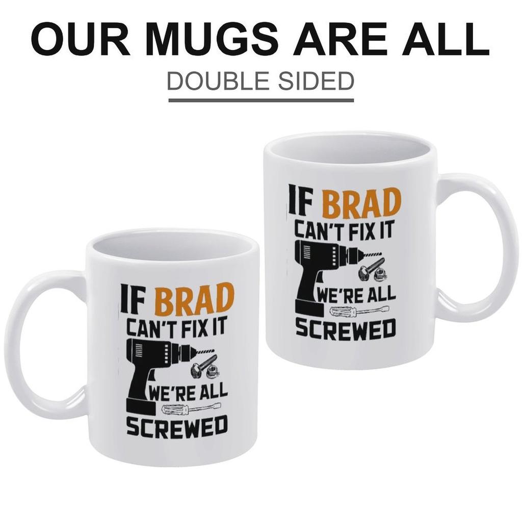 1pc 11oz White Coffee Mug, Double-Sided Funny Printed Cup, Ceramic Heat Resistant, Smooth Grip, Dishwasher Safe, Perfect Everyday Gift