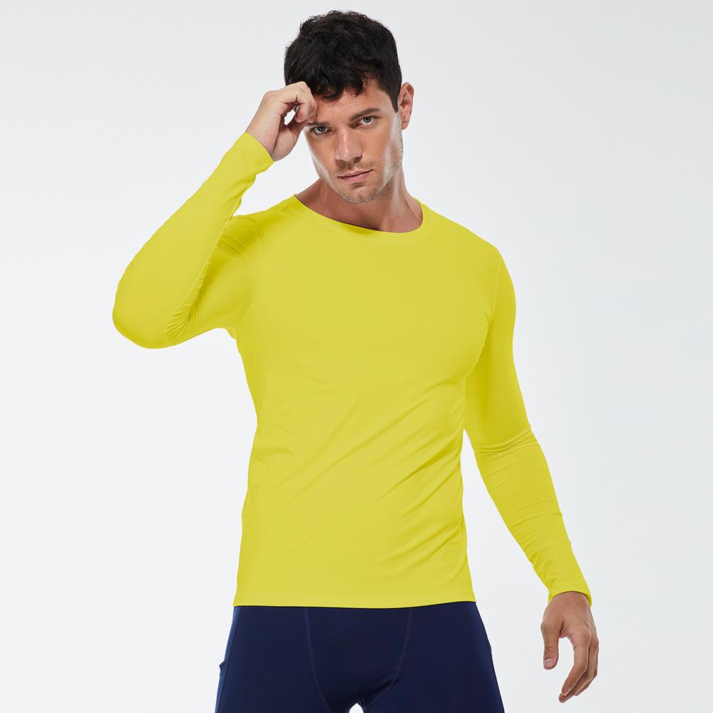 Men's Solid Color Long Sleeve Compression Sport Shirt - Sweat-Wicking, Quick-Drying, Elastic Fitness Running Top