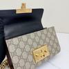 [Pre-Owned] Padlock Moonlight Treasure Box Series Metal Lock Logo Canvas And Leather Crossbody Bag Small - Excellent #OM15DE