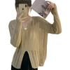 Summer Knit Openwork Mesh Long Sleeve Solid UV Plus Sizes Air Conditioning Sun Protection Autumn [Narebualo Cietupoop] Women's Top, Sweater, V-Neck,