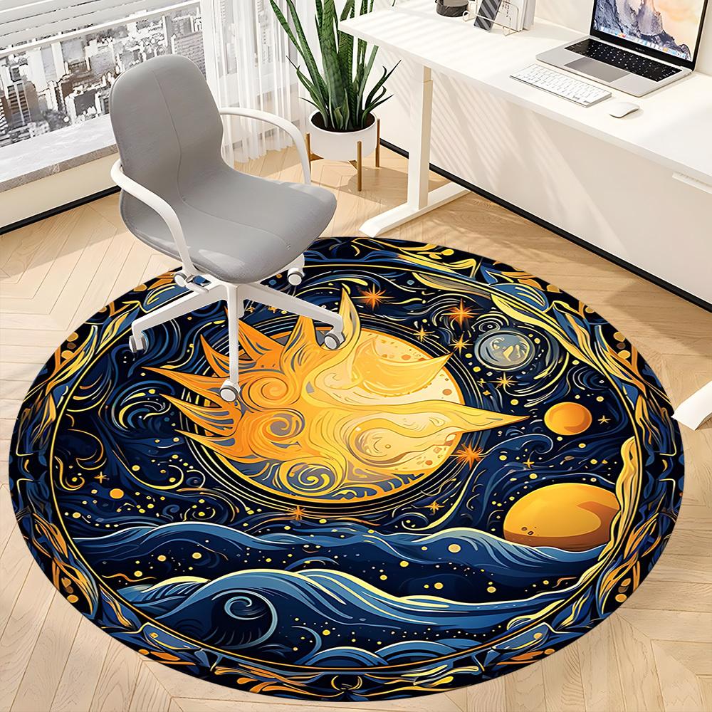 1pc Cosmic Office Round Area Rug, Under Office Chairs Bedroom Living Room Home Decor, Room Deco