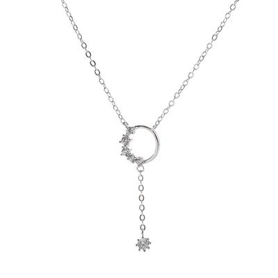 Collana con ciondoli rotondi con nappa in zirconi a mosaico in argento sterling 925 per donna collier matrimonio collares gioielli Dz102