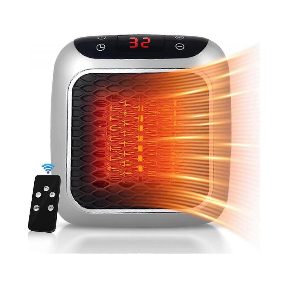 Chauffage Portable, 800W Ceramic Plug In Heater, Space Electric Fan Heater with Remote Control, 12H Timer, LED Display, 2 Heat Setting