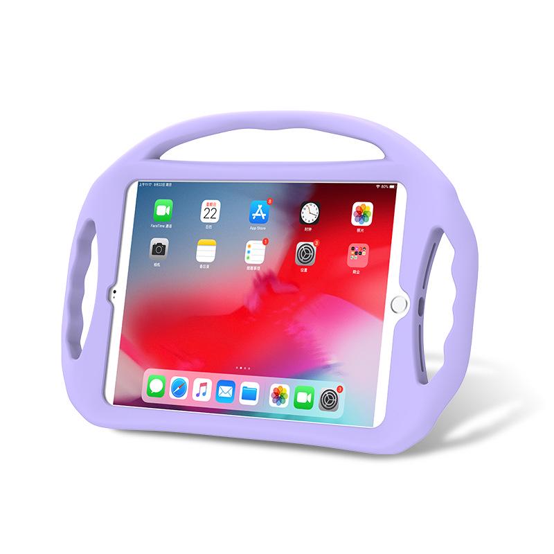 iPad 7/8/9 10.2 Silicone Protective Case with Stand and Three Handles - Drop-Proof Tablet Shell