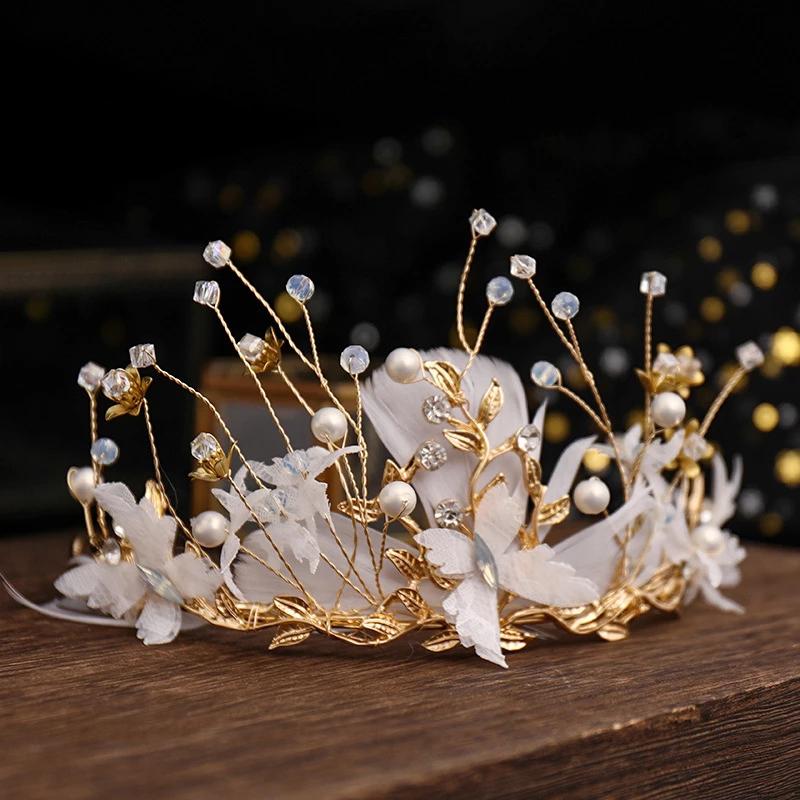 Fashion Gold Wedding Butterfly Headband Bohemian Headpiece Crystal Pearl Hair Vine Flower Halo Bridal Hair Accessories