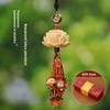Traditional Car Pendant With Yellow Boxwood Lotus Charm For Interior Decor
