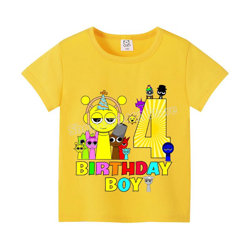 Sprunki Incredibox Birthday T-Shirt Short Sleeve Toddler Number Black T-Shirts Summer Casual Kids Tops Cute Cartoon Baby Clothes