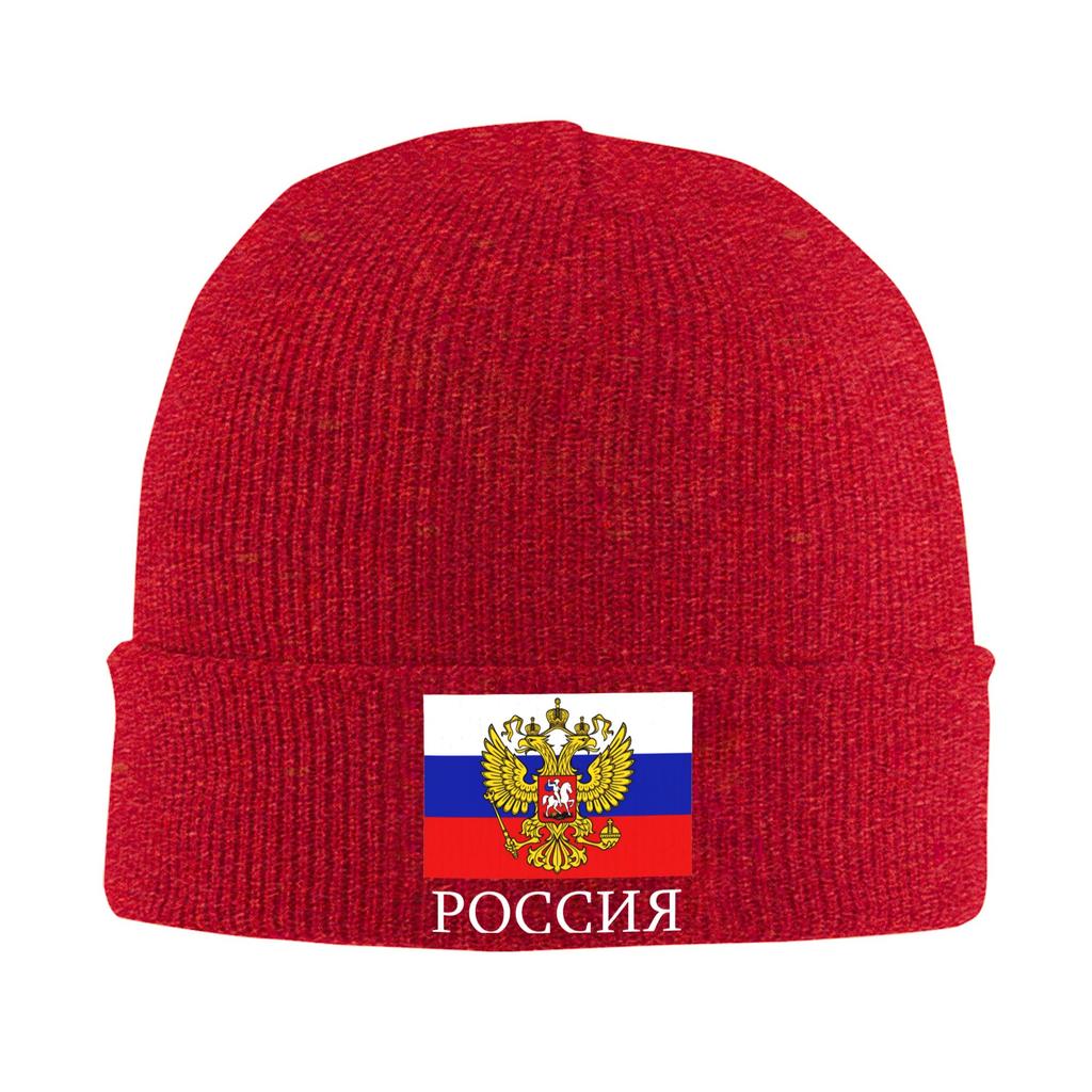 Flag of Russia Knitted Hat  Beanie Hats Outdoor Warm Soft Adult Unisex Bonnet Hats Autumn Printed Cute Caps Birthday Present