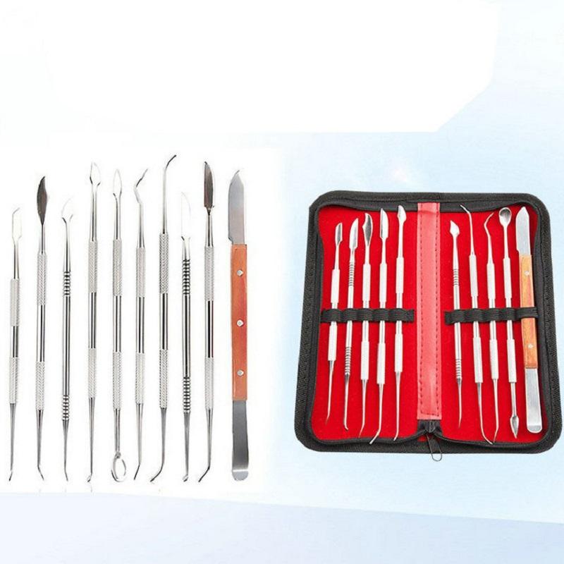 10 PCS Wax Carving Tools Dental Waxing Instruments with Case, Stainless Steel Wax Carvers Set