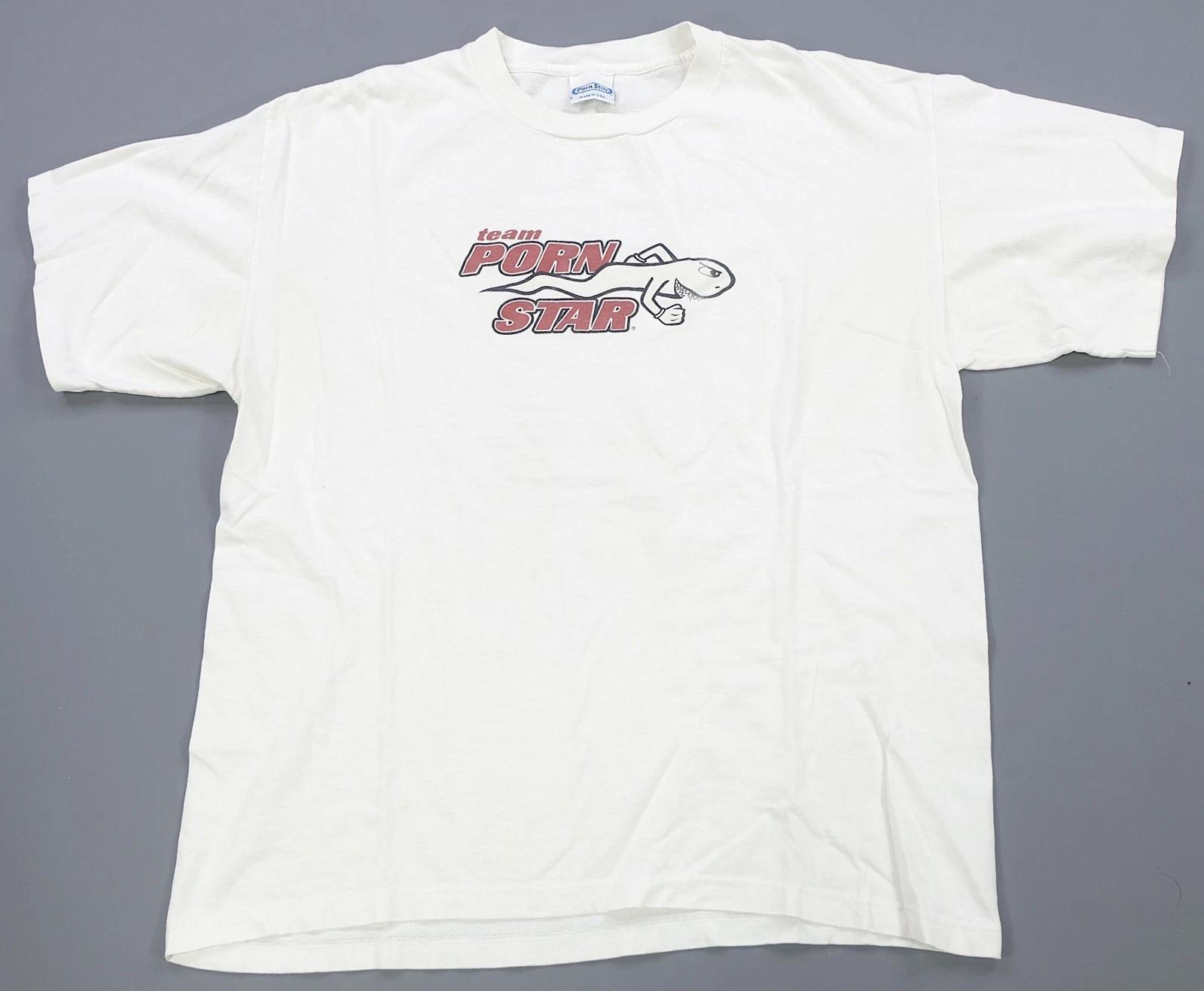 Rare Vintage PORN STAR Team Logo Graphic T Shirt 90s Y2K Skater Racing White XL 2XL
