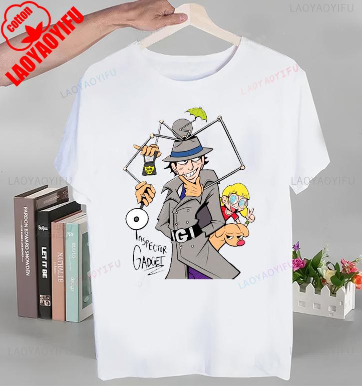 Koszulka z nadrukiem Animowany Inspektor Gadżet Topy Animowany Inspektor Gadżet T-shirt Krótki rękaw Okrągły dekolt