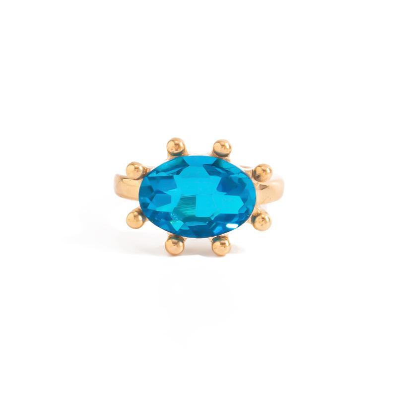 Waterproof Geometric Rhinestone Opening Rings for Women Dainty Colored Gemstone Jewelry for Birthday Gift for Her