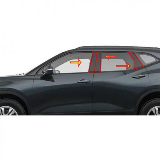 For Chevy Blazer 2019-2022 Piano Black Window Bc Pillar Cover Trim Sticker 6pcs