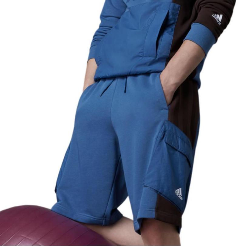 Adidas Patchwork Design Brand Logo Printed Sports Fitness Shorts Men Shorts Blue HZ9703