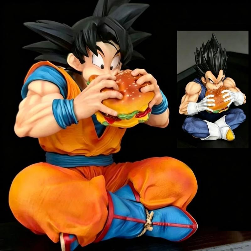 JT GK Statue Dragon Ball Goku & Vegeta Eating Burger Anime Figure Desktop Funny Ornament Collectible Model Toy Home Decor Gifts