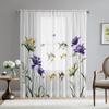 2 Pieces HD Digital Purple Iris Fish Figure Printed Window Valance Home Decorating Style Decoration Living Room Bedroom Rodding