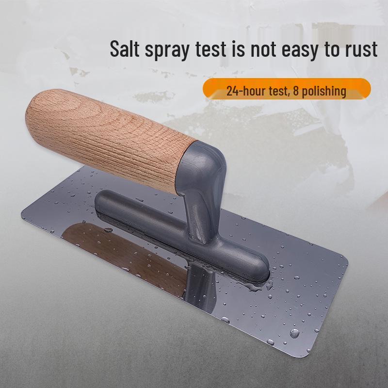 Stainless Steel Plastering Trowel with Beech Wood Handle - Wear-Resistant Putty Knife