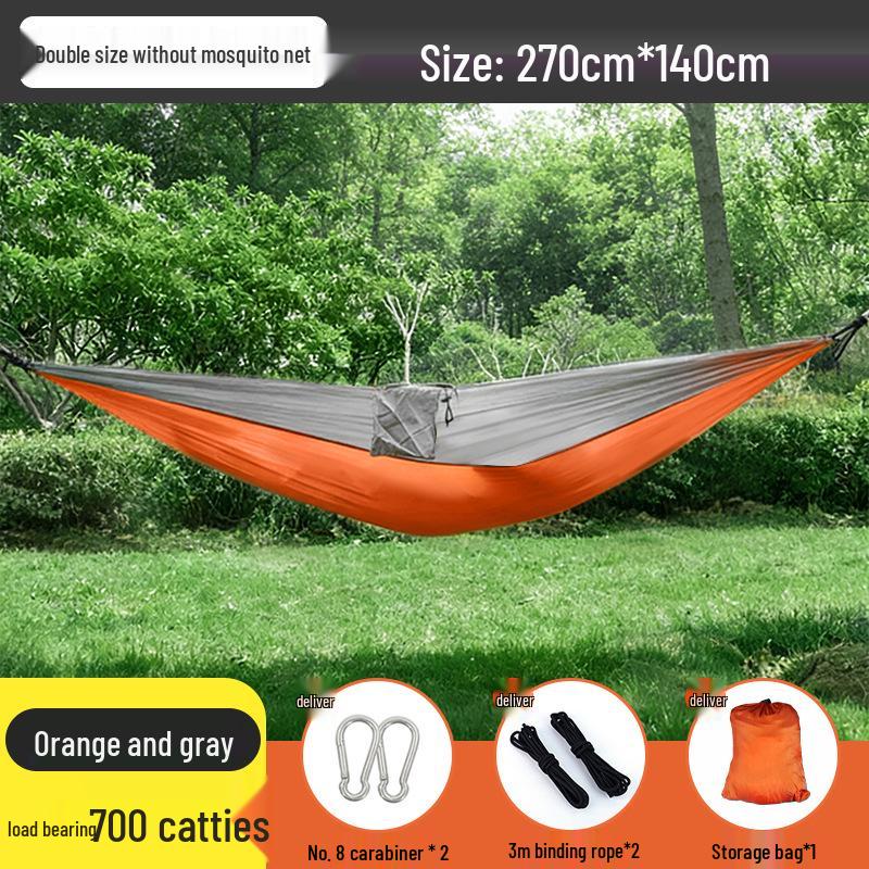 Outdoor Anti-Rollover Hanging Chair Hammock - Single/Double, Color-block Nylon, Parachute Cloth, Lightweight Swing.