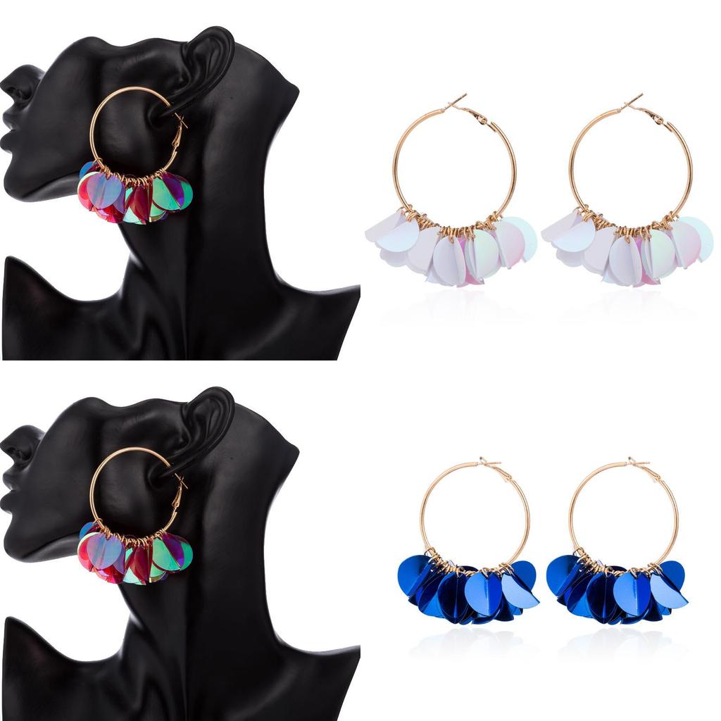 Stylish Alloy Flower Earrings With Glittering Sequins For Modern Fashion