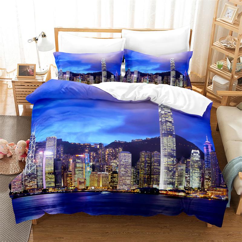 City Night Scene Bedding Set Duvet Cover Set 3d Bedding Digital Printing Bed Linen King Queen Size Bedding Set Fashion Design