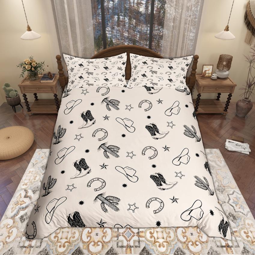 Homewish Farm Animal Duvet Cover Set 2Pcs/3Pcs Rooster Horse Highland Cow Bedding Rustic Farmhouse Quilt Cover Set
