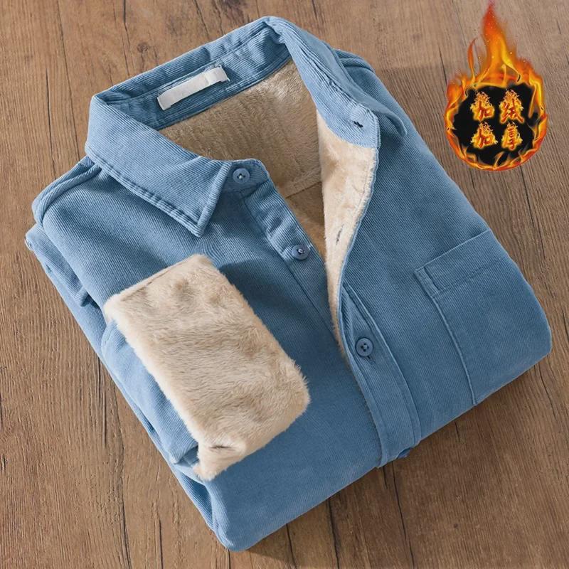 Men's Winter Thickened Velvet Corduroy Shirt Jacket 9432