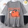 Anime T-Shirt Funny Pochita Graphic Printing Short Sleeve Summer Casual Round Neck Loose T-Shirt Top