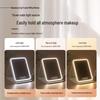 Folding LED Makeup Mirror with PU Leather Case - Portable for Dorm Use.