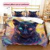 Colorful glowing leopard  Pattern Bedding Quilt Set Quilt Cover Pillowcase Home Decoration  Gift (1 * duvet cover + 2 * pillowcase, without core)