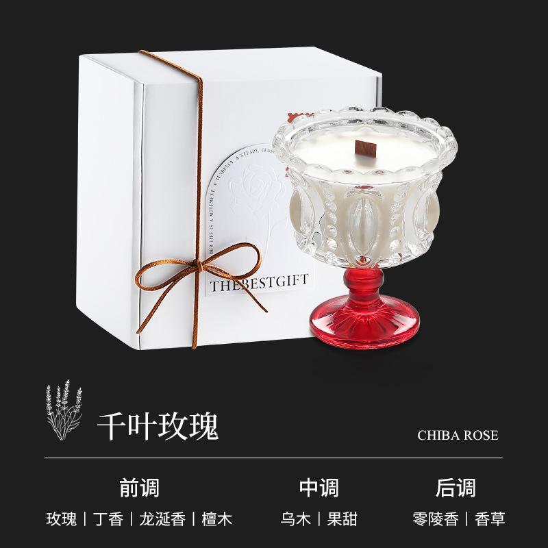 

Ice Cream Goblet High-end Creative Glass Soybean Wax Scented Candle Chiba Rose