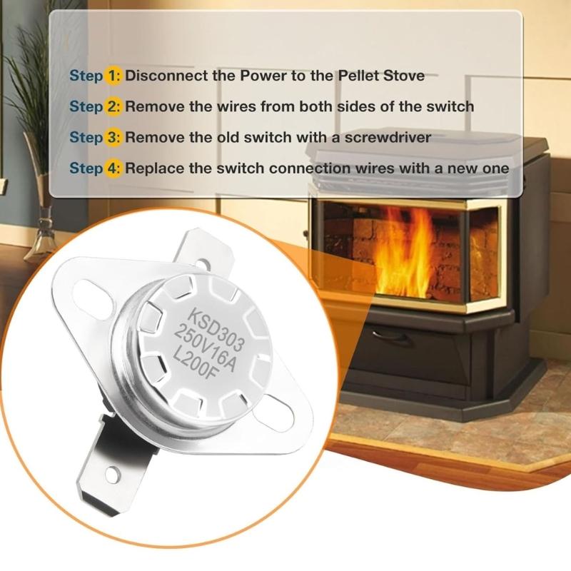 SRV230-0900 Temperature Control Switcher Safety Thermostat Switcher Auto Reset High Temp 200°F for Stove Protection Heating