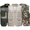 Pánská prodyšná vícekapsová rybářská a fotografická vesta - Nadměrná velikost, bez rukávů, tenký styl pro střední věk a starší.