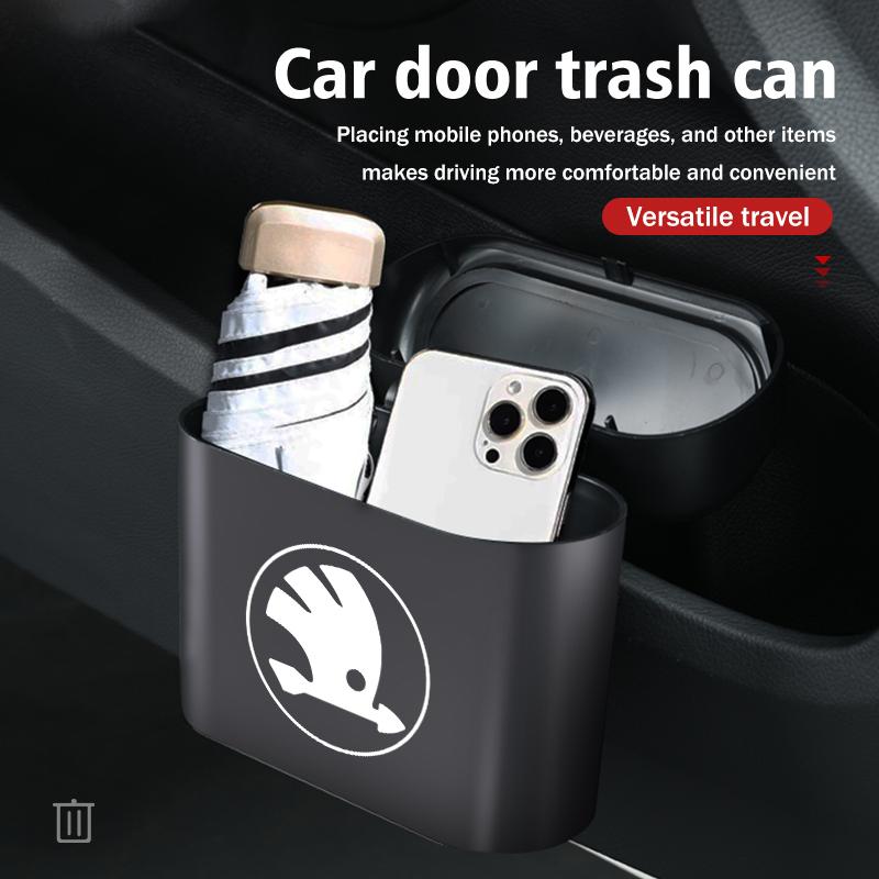 ATSS5 For Skoda Car Seat Back Hanging Trash Can Dust Box Waterproof Storage Accessories Fabia 1 2 Octavia a7 RS Superb Rapid Yeti