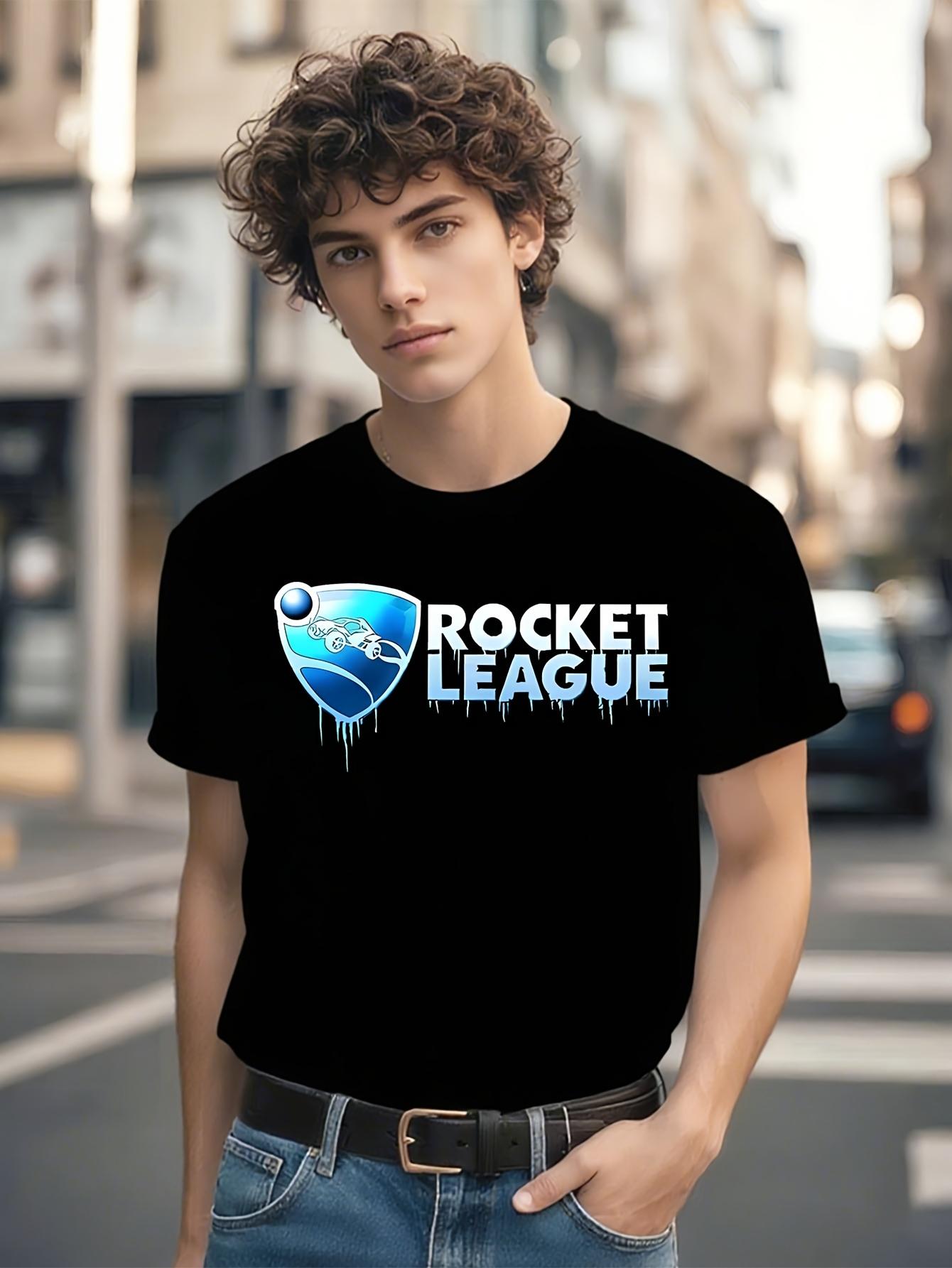 Rocket League Gaming T-shirt - Black Crew Neck Tee with Official Rocket League Logo M