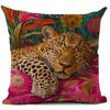 1Pc Animal Theme Decor Pillow Cover Retro Style The Leopard Print Throw Pillows, Square Durable Linen Throw Pillow Covers