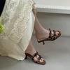 Fashion Fashion Square Toe Ladies 4cm Heels Sandals Slides Female Butterfly-Knot Footwear Elegant Women Heeled Sandals Shoes Pumps