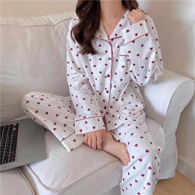 Pigiama da riposo primavera autunno stile coreano per donna Pantaloni a maniche lunghe alla moda Pantaloni da salotto con risvolto eleganti e comodi di alta qualità