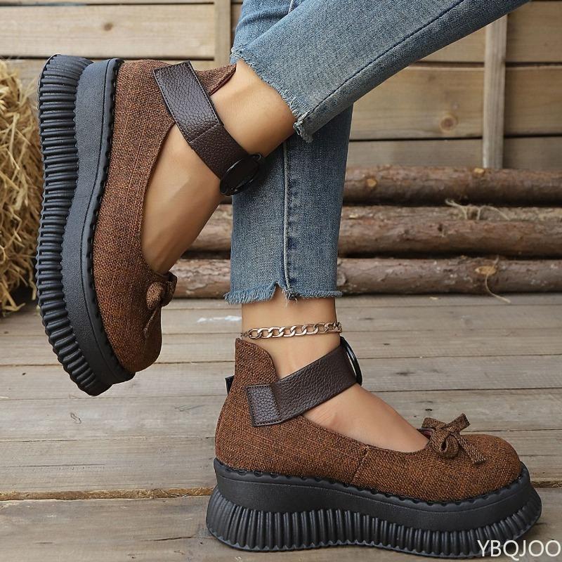 Thick Soled Shallow Mouth Single Shoe Summer New Butterfly Bow Round Toe Simple Comfortable Daily Casual Women's Shoes