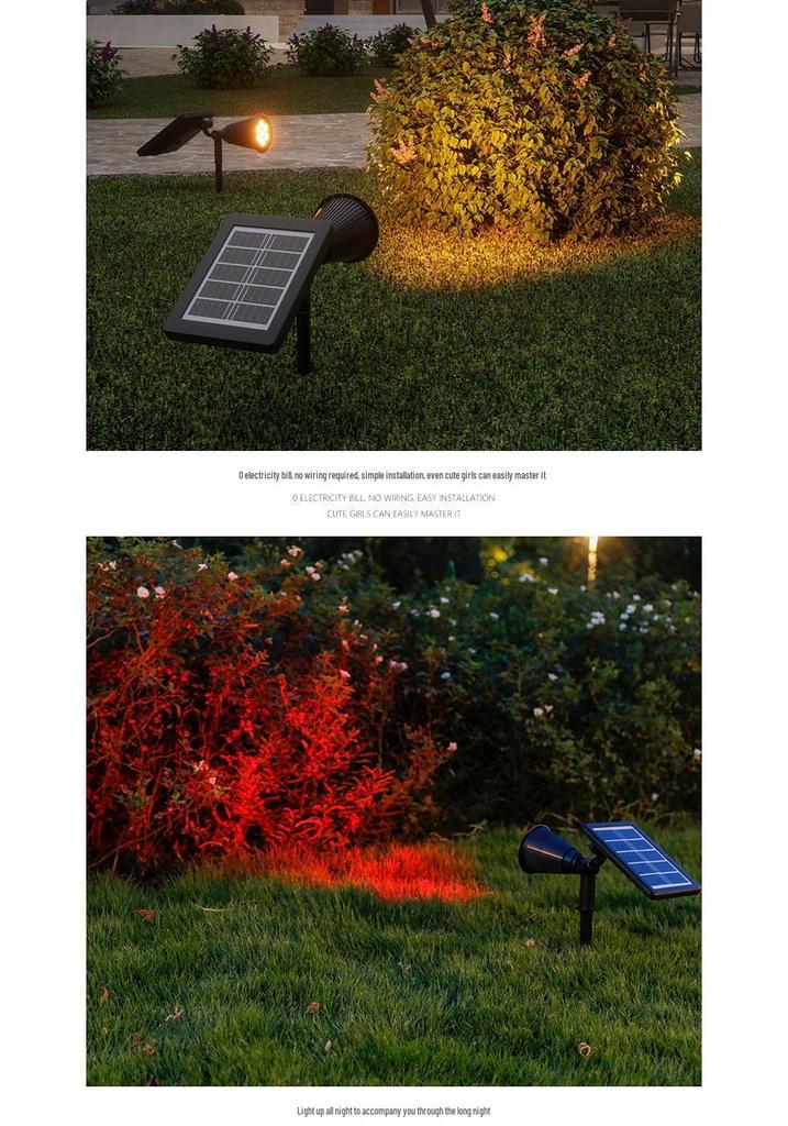 Rainproof Dual-Use Solar Spotlight for Garden and Lawn Decoration